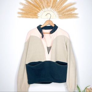 Fleece Sherpa Jacket Pullover Colorblock Teddy Gorpcore